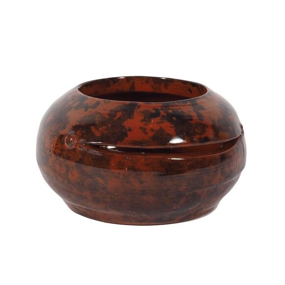 JH Huberhaus Pottery 1996 Studio Sgraffito Egg Separator Redware Pottery - Picture 2 of 6